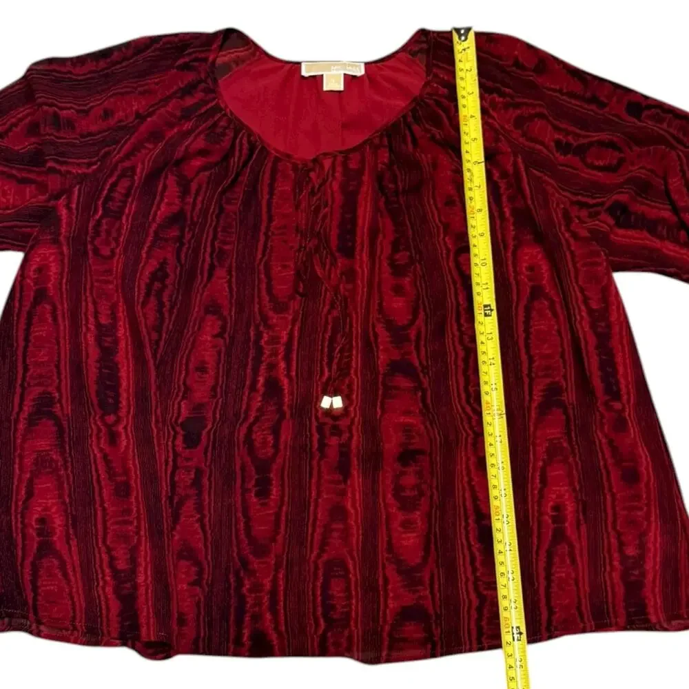 Michael Kors Red Long Sleeve Peasant Blouse Shirt Size Small